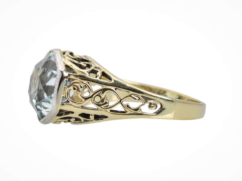 
                      
                        Art Deco Filigree Two Color Aquamarine Ring
                      
                    