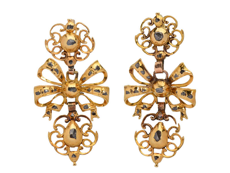 Georgian Iberian Diamond Bow Earrings