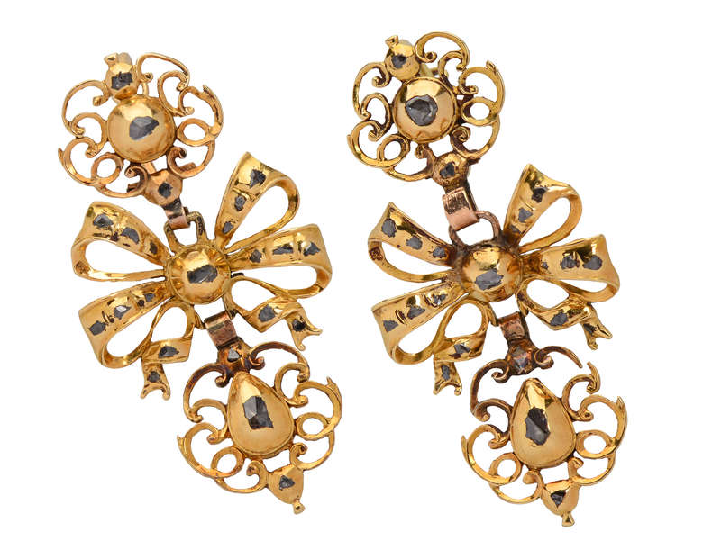 Georgian Iberian Diamond Bow Earrings