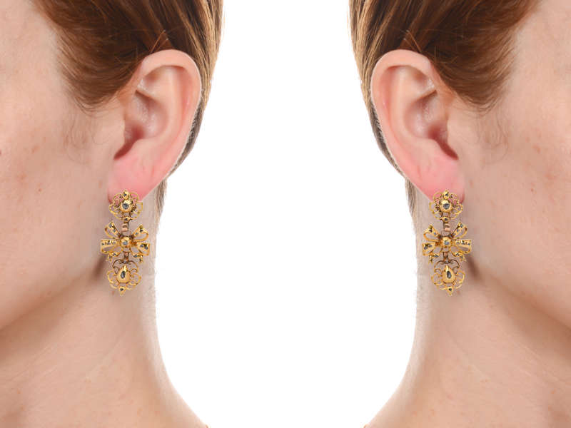 Georgian Iberian Diamond Bow Earrings