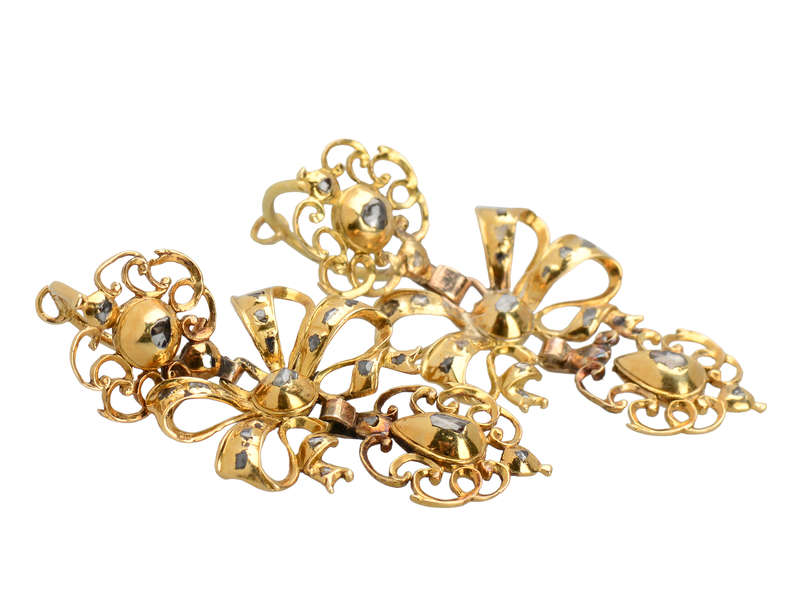 Georgian Iberian Diamond Bow Earrings