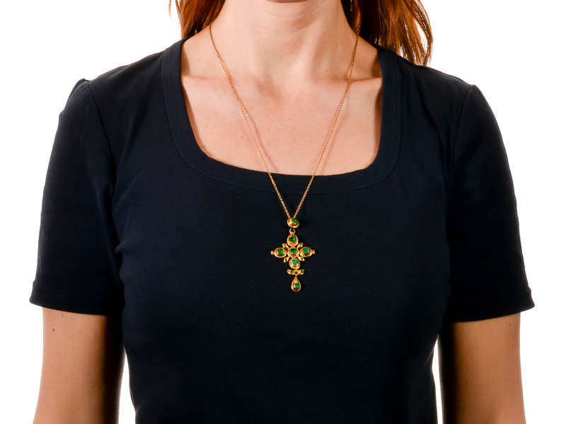 Iberian Splendor - Gold & Paste Cross Pendant