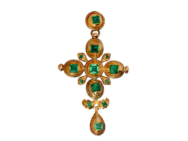 Iberian Splendor - Gold & Paste Cross Pendant