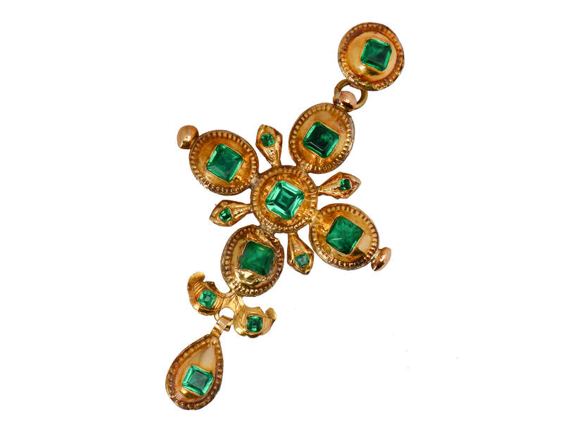 Iberian Splendor - Gold & Paste Cross Pendant