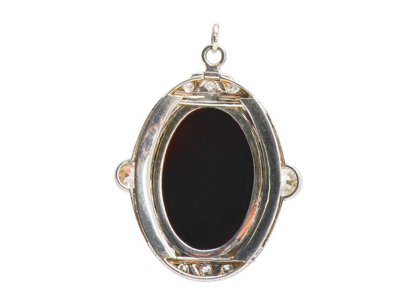 Art Deco Carved Diamond Rock Crystal Intaglio