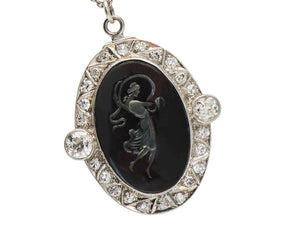 Art Deco Carved Diamond Rock Crystal Intaglio