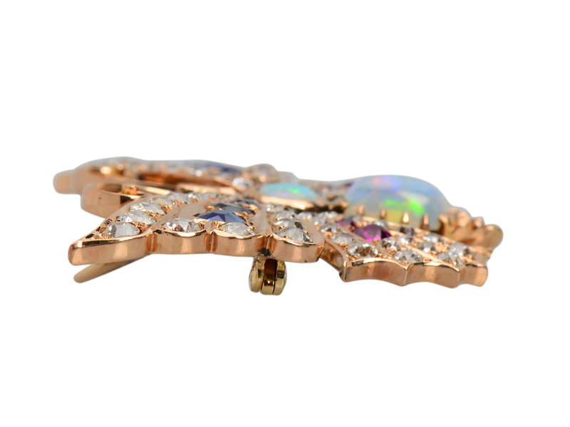 Exceptional J.E. Caldwell Diamond Gem Set Butterfly Pendant Brooch