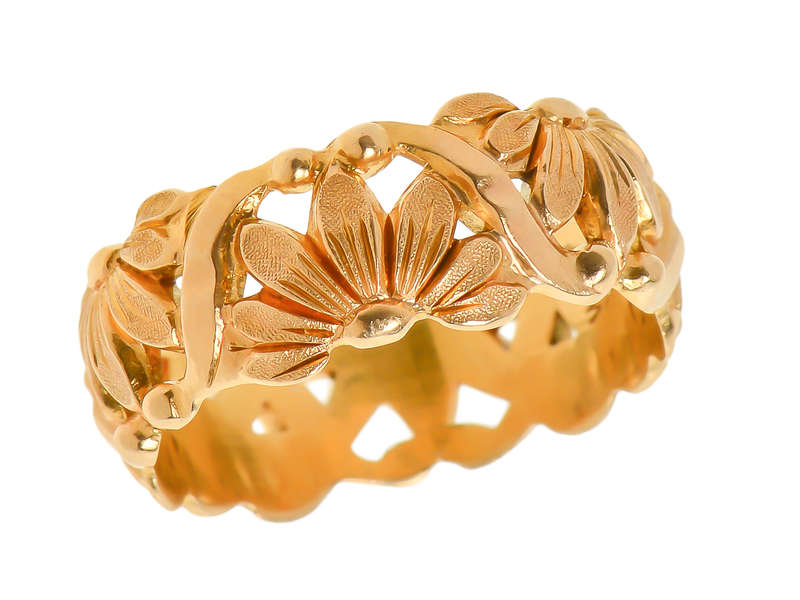 J. R. Wood Floral Wedding Band of 14k