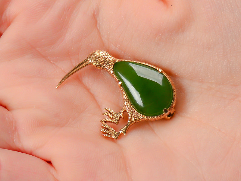 
                      
                        Scarce Traditional Maori Stone Kiwi Brooch
                      
                    