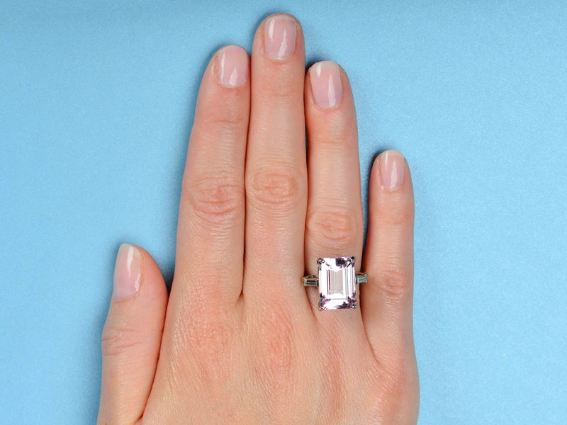 Vintage Kunzite Diamond Ring