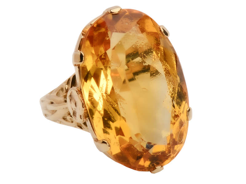 Smouldering Huge Citrine Rose Gold Ring