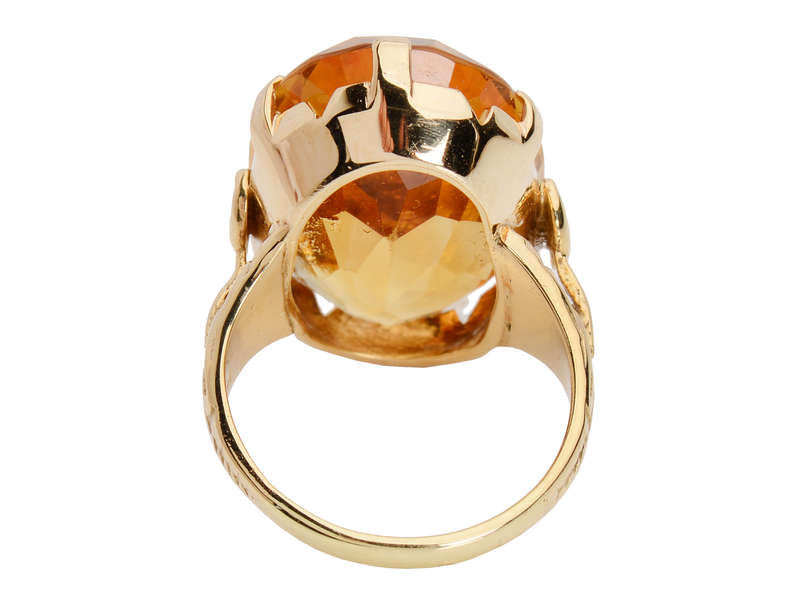 Smouldering Huge Citrine Rose Gold Ring