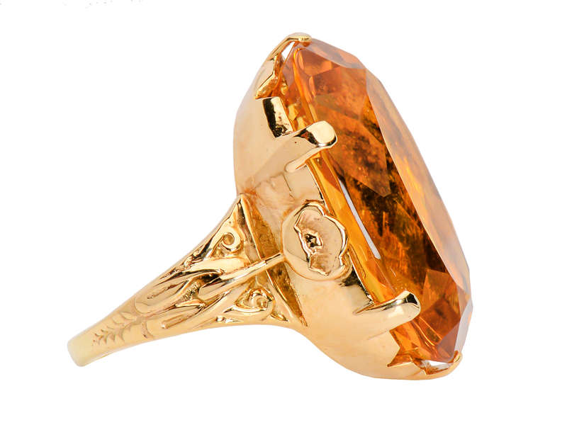 Smouldering Huge Citrine Rose Gold Ring