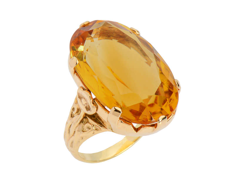 Smouldering Huge Citrine Rose Gold Ring