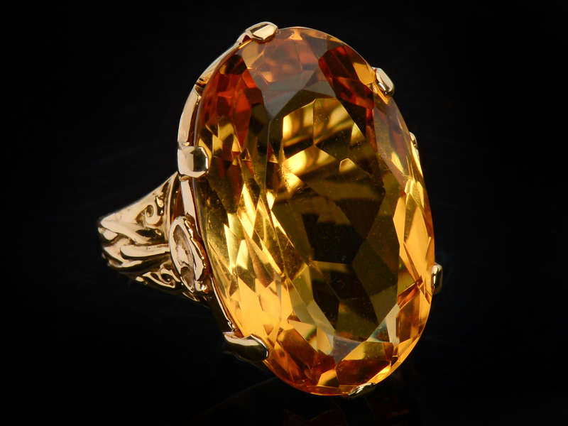 Smouldering Huge Citrine Rose Gold Ring