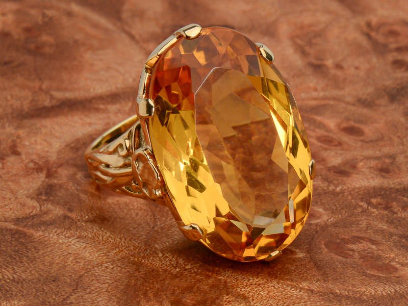 Smouldering Huge Citrine Rose Gold Ring