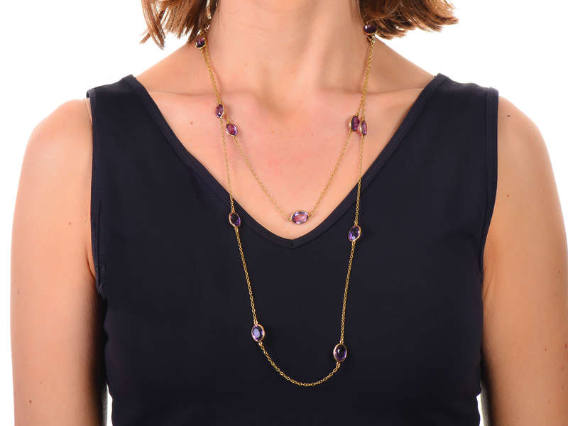 Draped in Gems - Art Deco Amethyst Gold Chain