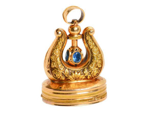 Rare Lyre Motif Working Musical Fob Pendant