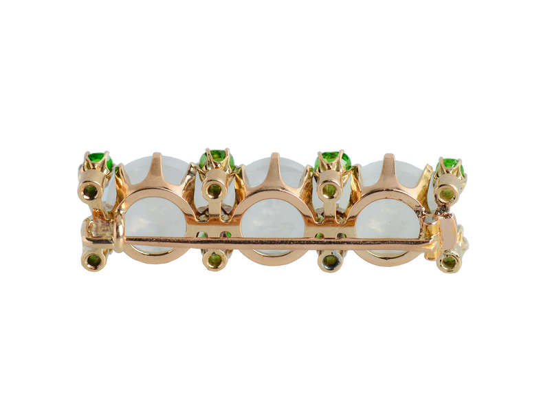 Man in the Moon Moonstone Demantoid Brooch