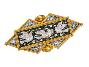 Exceptional Micro Mosaic Brooch of Doves - Original Box