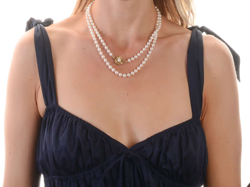 
                      
                        Vintage Mikimoto Pearl Necklace & Gold Clasp
                      
                    