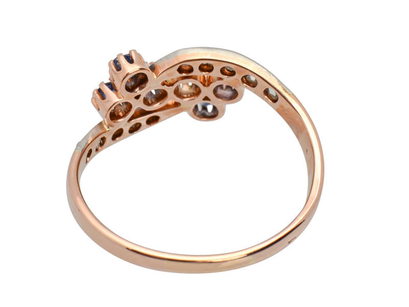 Moi et Toi Sapphire Diamond Flower Ring