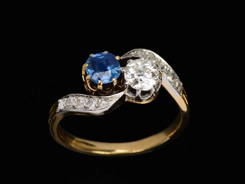 
                      
                        Moi et Toi Sapphire Diamond Crossover Ring
                      
                    