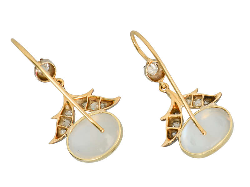 Edwardian Moonstone Diamond Earrings