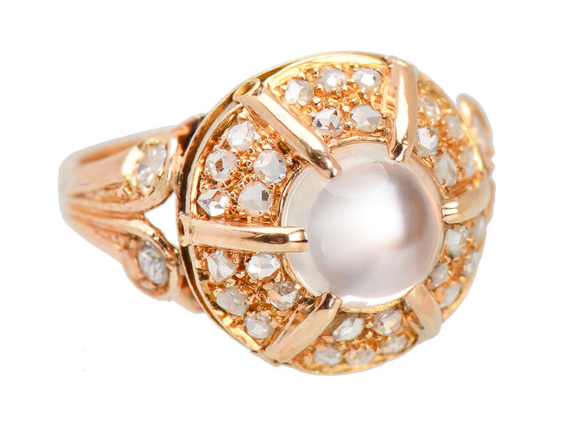 Portuguese Vintage Moonstone Diamond Ring