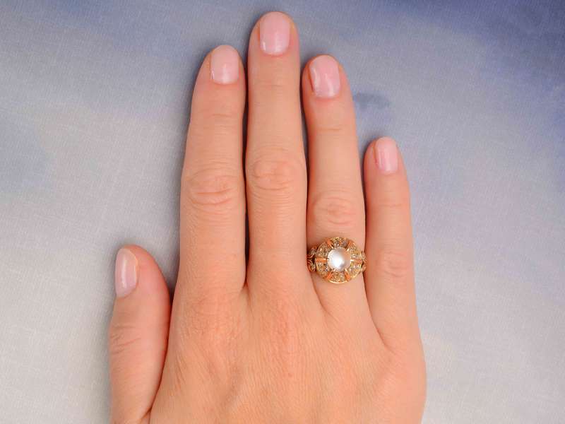 
                      
                        Portuguese Vintage Moonstone Diamond Ring
                      
                    