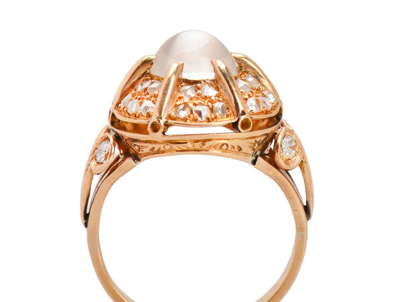 Portuguese Vintage Moonstone Diamond Ring