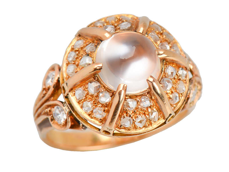 Portuguese Vintage Moonstone Diamond Ring