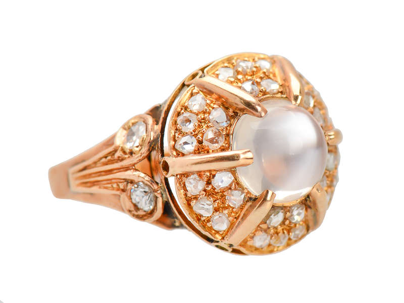 Portuguese Vintage Moonstone Diamond Ring