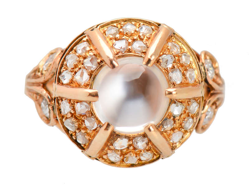 Portuguese Vintage Moonstone Diamond Ring
