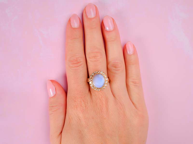 Bluer Than Blue - Moonstone Diamond Ring