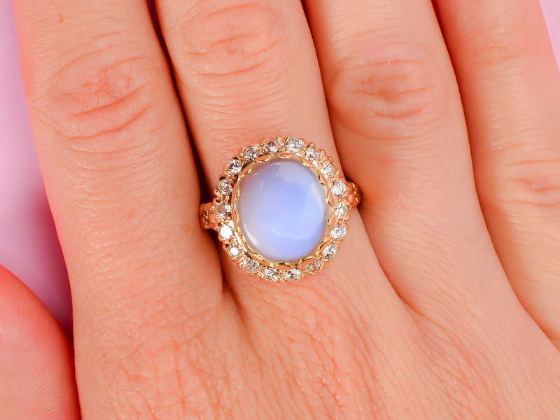 Bluer Than Blue - Moonstone Diamond Ring
