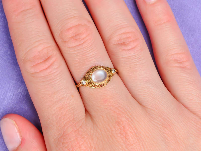 Moonlit Night - Blue Moonstone Diamond Ring