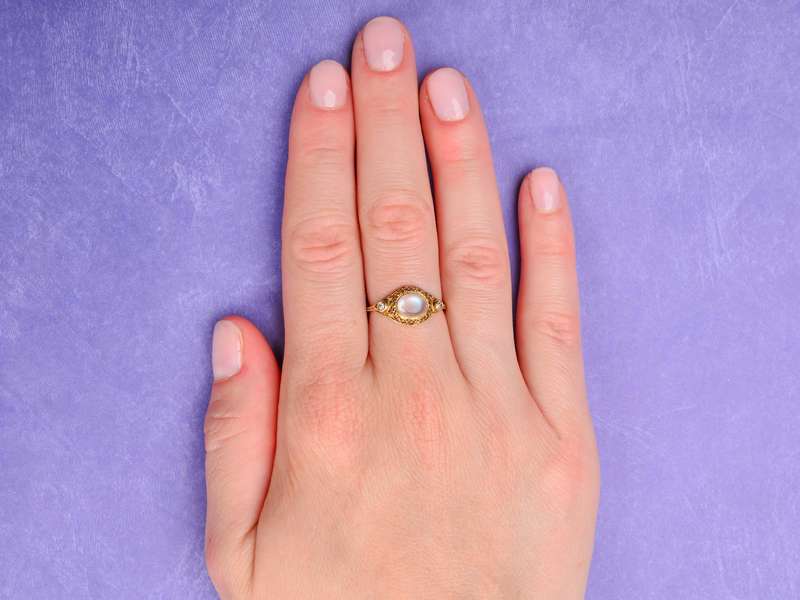 Moonlit Night - Blue Moonstone Diamond Ring