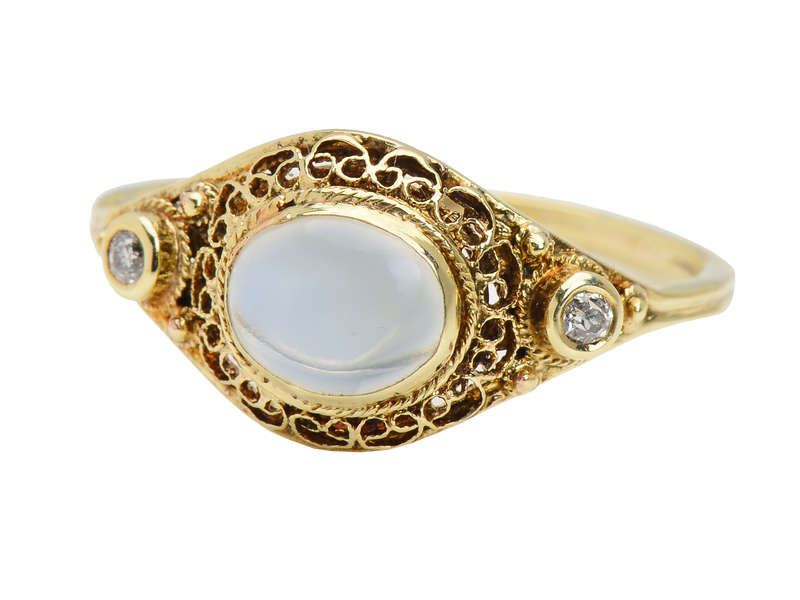 Moonlit Night - Blue Moonstone Diamond Ring