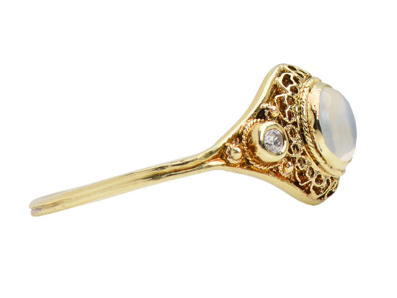 Moonlit Night - Blue Moonstone Diamond Ring