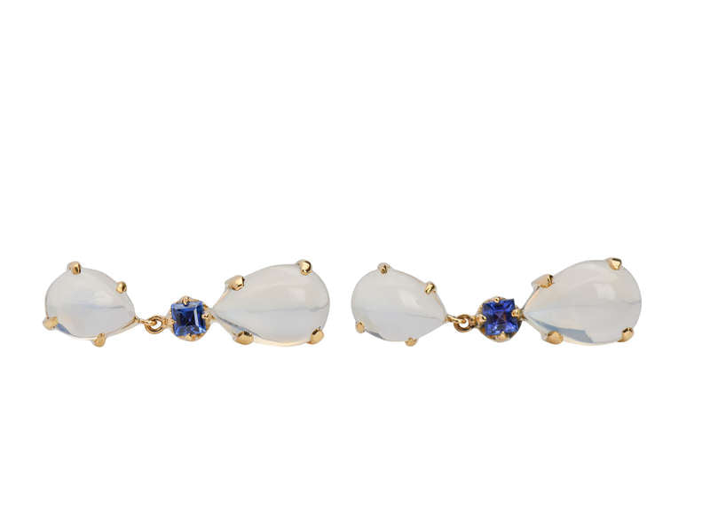 Blue Moonstone Sapphire Earrings