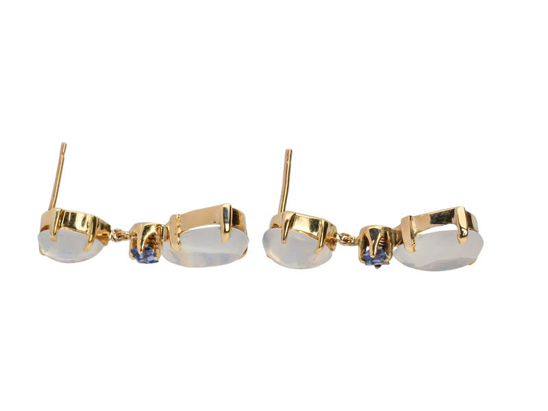 Blue Moonstone Sapphire Earrings