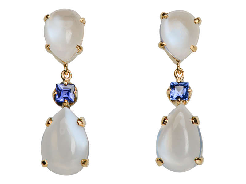 Blue Moonstone Sapphire Earrings