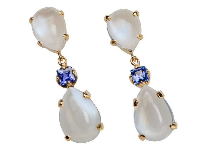 Blue Moonstone Sapphire Earrings