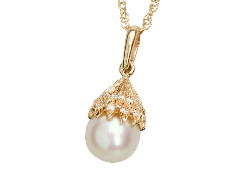 Natural Saltwater Pearl Diamond Pendant