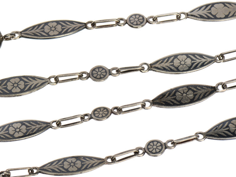 Victorian Niello Long Chain Necklace