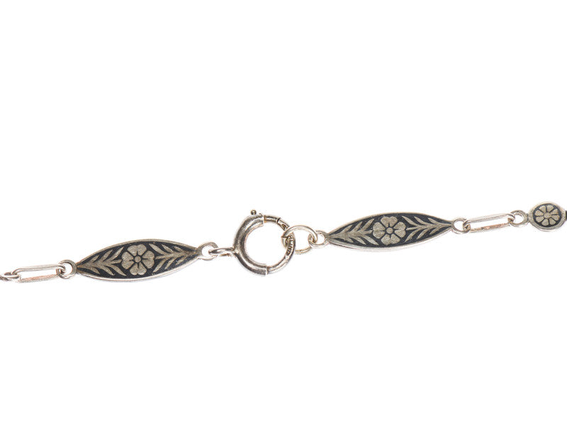 Victorian Niello Long Chain Necklace