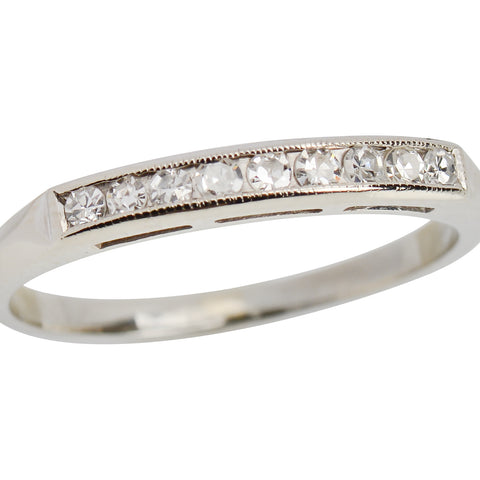 Nine Diamond Half Eternity Band in White Gold