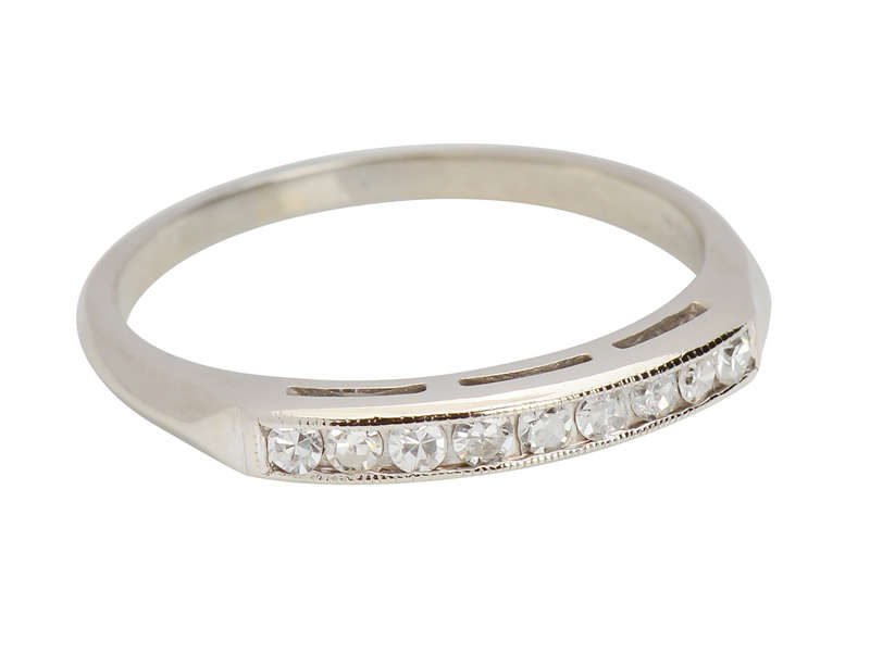Nine Diamond Half Eternity Band in White Gold
