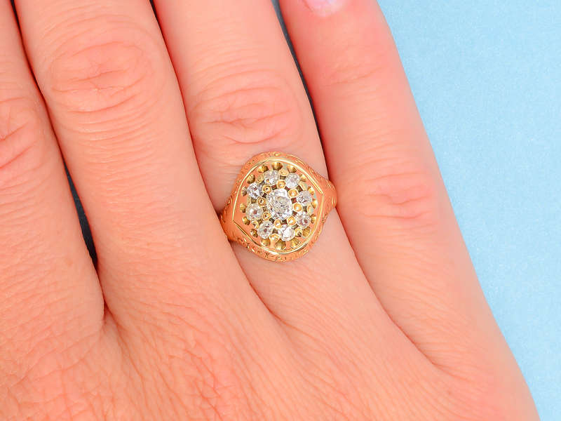 Victorian Old Mine Diamond Cluster Ring